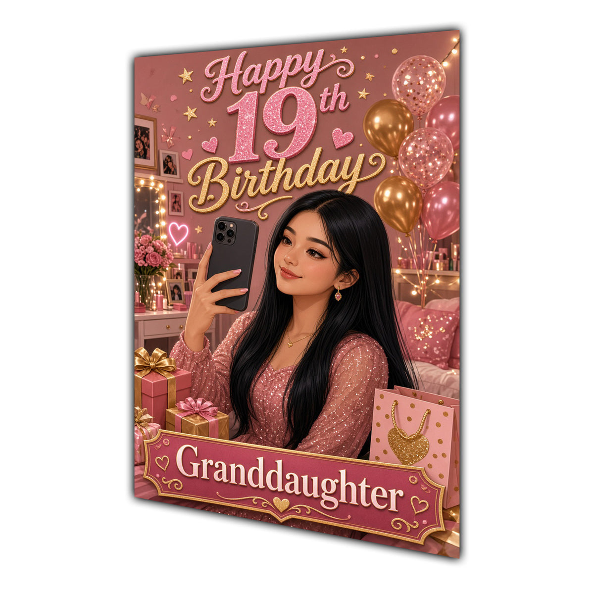 Happy 19th Birthday Colourful Bedroom Greeting Card A5