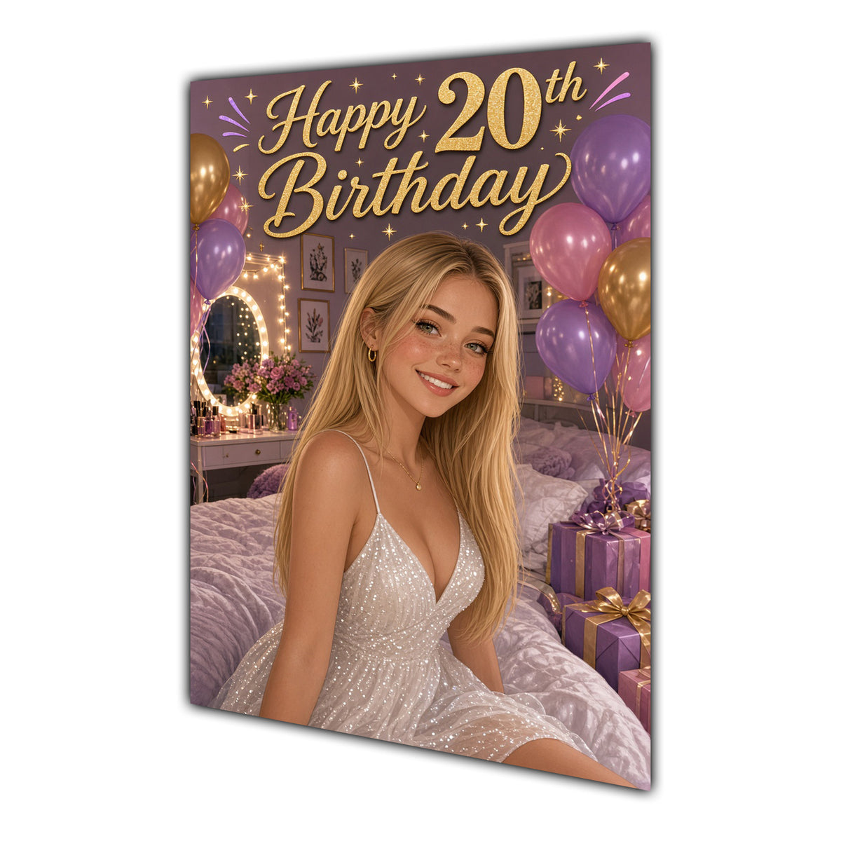 Happy 20th Birthday Colourful Bedroom Greeting Card A5