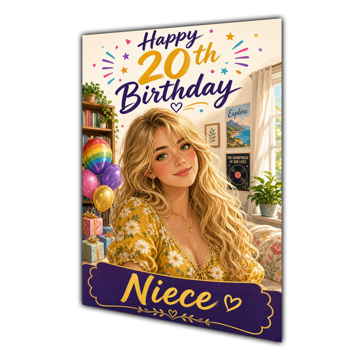 Happy 20th Birthday Colourful Bedroom Greeting Card A5