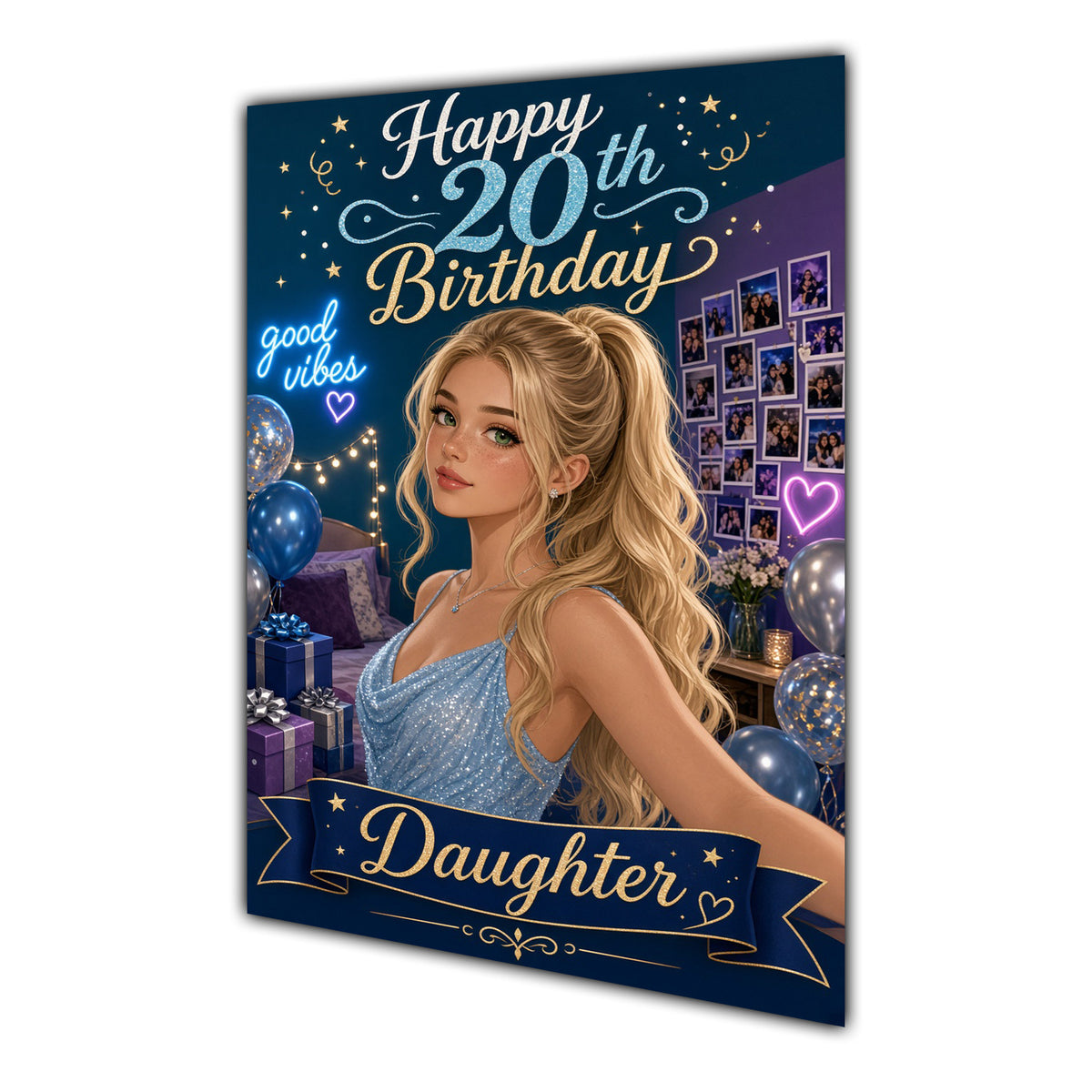 Happy 20th Birthday Colourful Bedroom Greeting Card A5