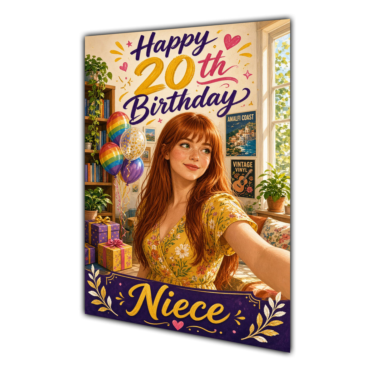 Happy 20th Birthday Colourful Bedroom Greeting Card A5