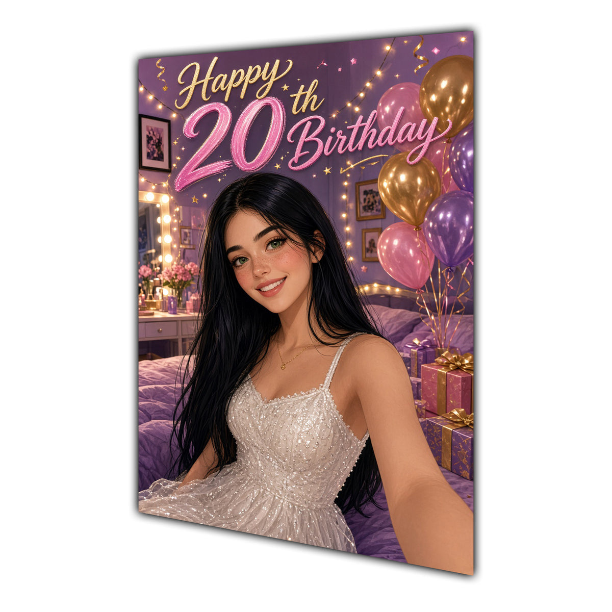 Happy 20th Birthday Colourful Bedroom Greeting Card A5