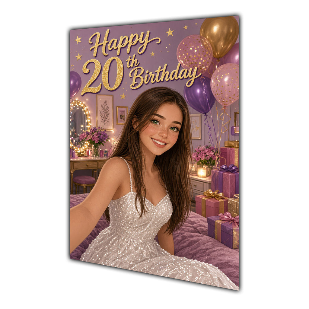 Happy 20th Birthday Colourful Bedroom Greeting Card A5