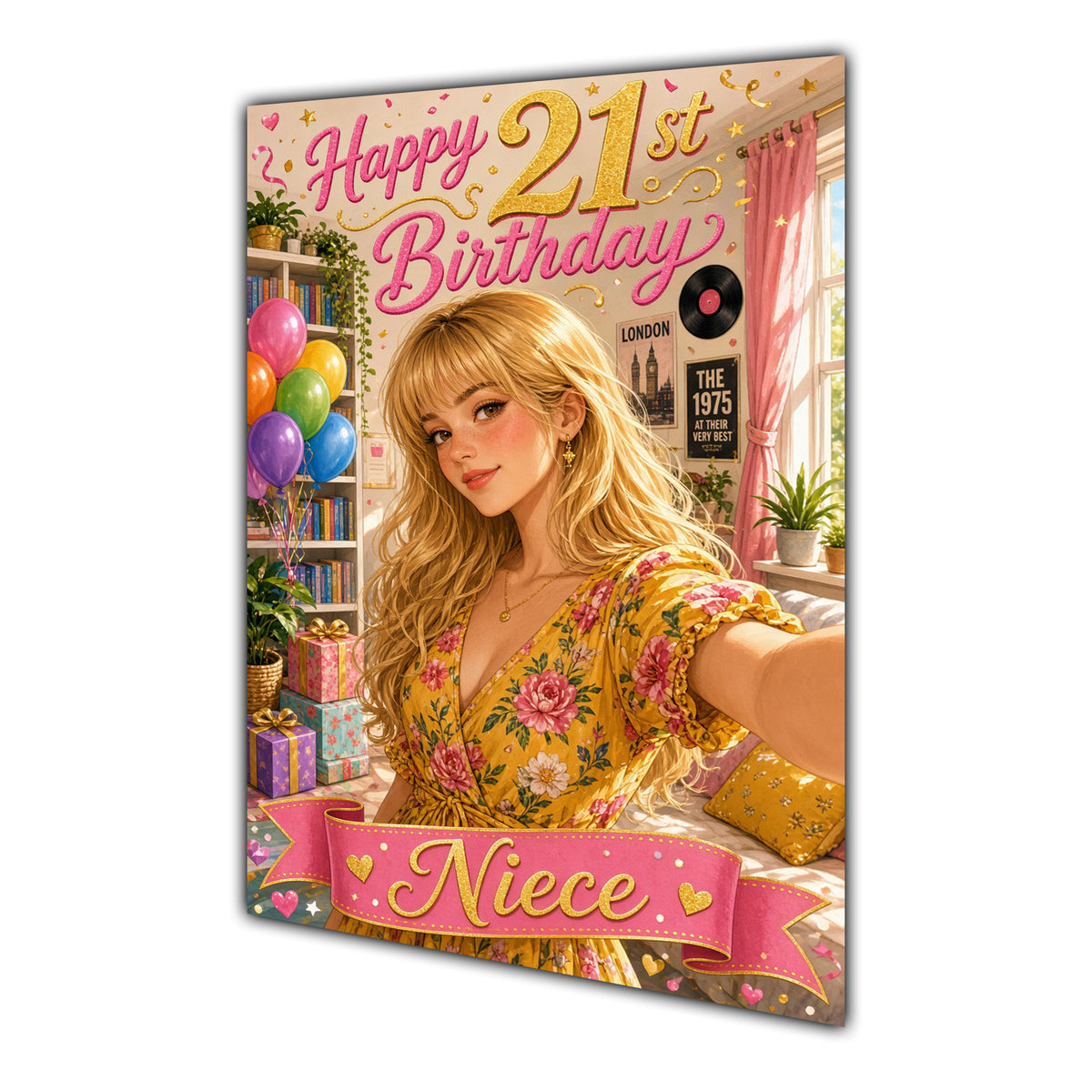 Happy 21st Birthday Colourful Bedroom Greeting Card A5