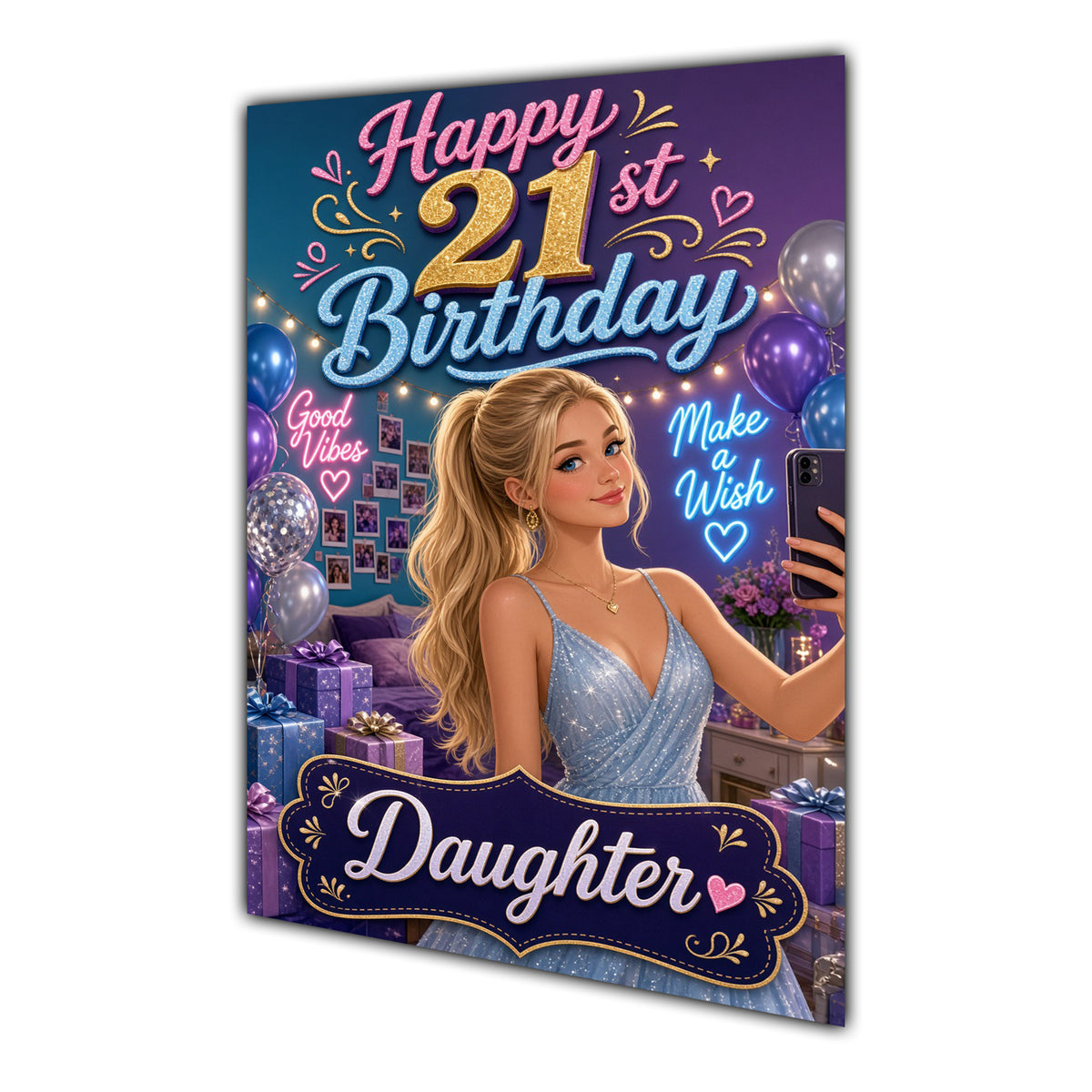 Happy 21st Birthday Colourful Bedroom Greeting Card A5