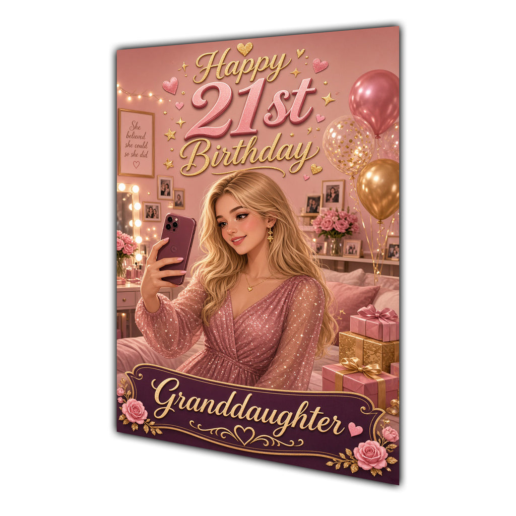 Happy 21st Birthday Colourful Bedroom Greeting Card A5