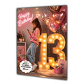 Personalised 13th Birthday Card Girls Granddaughter Daughter Niece A5 Size