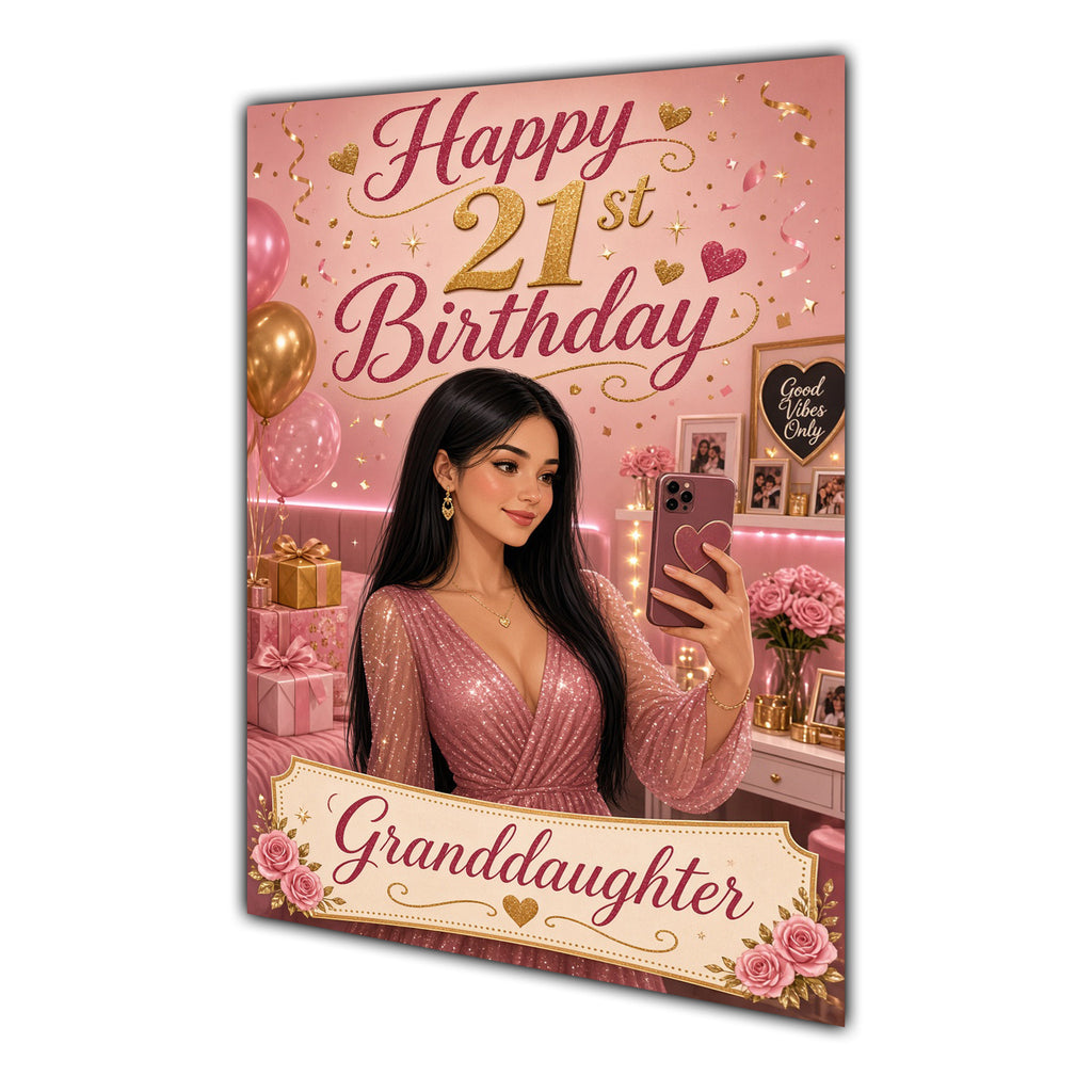 Happy 21st Birthday Colourful Bedroom Greeting Card A5