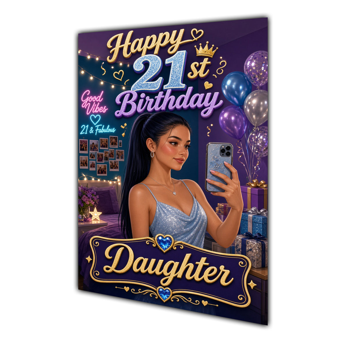Happy 21st Birthday Colourful Bedroom Greeting Card A5