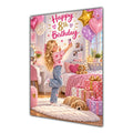Happy 8th Birthday Girl Pink Bedroom Selfie Greeting Card A5