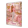 Happy 10th Birthday Niece Pink Bedroom Selfie Greeting Card A5