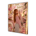 Happy 14th Birthday Girl Pink Bedroom Selfie Greeting Card A5