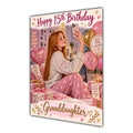 Happy 15th Birthday Granddaughter Pink Bedroom Selfie Greeting Card A5