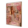 Happy 17th Birthday Niece Pink Bedroom Selfie Greeting Card A5