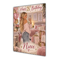 Happy 18th Birthday Niece Pink Bedroom Selfie Greeting Card A5