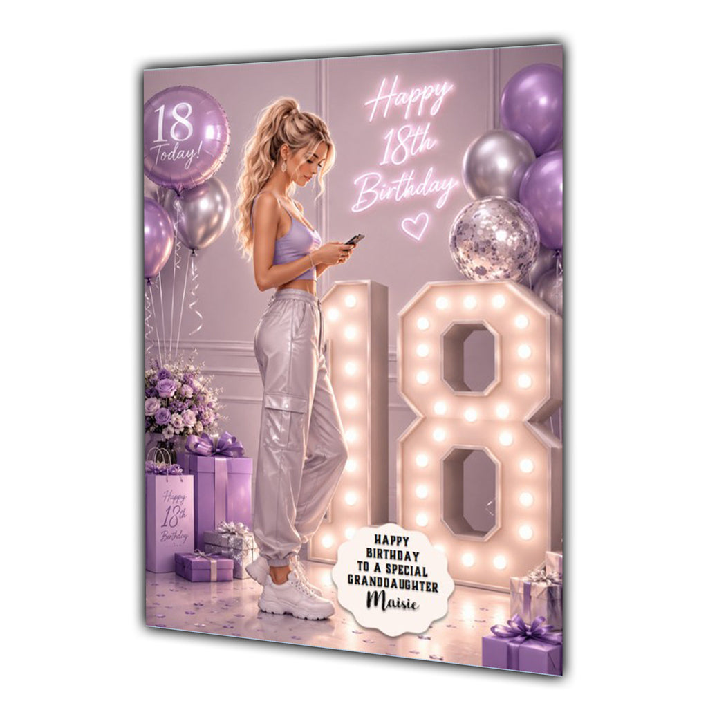 18th Birthday Card For Girls, Daughter, Granddaughter, Niece, Sister, Mobile lights,