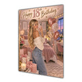 Happy 18th Birthday Girl Pink Bedroom Selfie Greeting Card A5