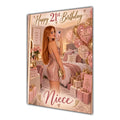 Happy 21st Birthday Niece Pink Bedroom Selfie Greeting Card A5