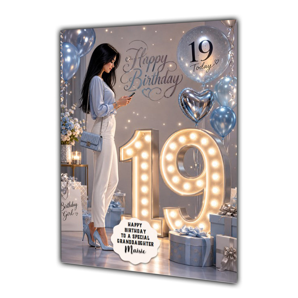 Personalised 19th Birthday Card Girls Granddaughter Daughter Niece A5 Size