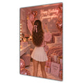 Happy Birthday Granddaughter Brown Hair Rose Gold Selfie Card A5