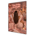 Happy Birthday Granddaughter Brown Hair Rose Gold Selfie Card A5