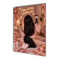 Happy Birthday Granddaughter Black Hair Rose Gold Selfie Card A5