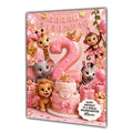 2nd Birthday Card Girl Safari Animals Granddaughter Daughter Large A5 Size