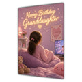 Happy Birthday Granddaughter Brown Hair Pink TV Bedroom Card A5