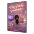 Happy Birthday Granddaughter Brown Hair Pink TV Bedroom Card A5