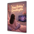 Happy Birthday Granddaughter Brown Hair Pink TV Bedroom Card A5