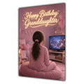 Happy Birthday Granddaughter Brown Hair Pink TV Bedroom Card A5