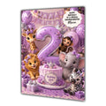2nd Birthday Card Girl Lion Monkey Granddaughter Daughter Large A5 Size