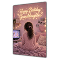 Happy Birthday Granddaughter Brown Hair Pink TV Bedroom Card A5