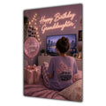Happy Birthday Granddaughter Brown Hair Pink TV Bedroom Card A5