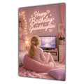 Happy Birthday Granddaughter Blonde Hair Pink TV Bedroom Card A5