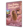 Happy Birthday Granddaughter Blonde Hair Pink TV Bedroom Card A5
