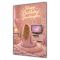 Happy Birthday Granddaughter Blonde Hair Pink TV Bedroom Card A5