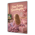 Happy Birthday Granddaughter Blonde Hair Pink TV Bedroom Card A5