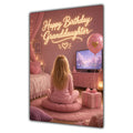 Happy Birthday Granddaughter Blonde Hair Pink TV Bedroom Card A5