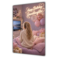 Happy Birthday Granddaughter Blonde Hair Pink TV Bedroom Card A5