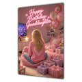 Happy Birthday Granddaughter Blonde Hair Pink TV Bedroom Card A5