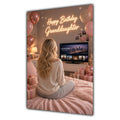 Happy Birthday Granddaughter Blonde Hair Pink TV Bedroom Card A5