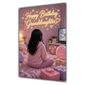 Happy Birthday Granddaughter Black Hair Pink TV Bedroom Card A5