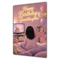 Happy Birthday Granddaughter Black Hair Pink TV Bedroom Card A5