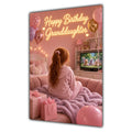 Happy Birthday Granddaughter Ginger Hair Pink TV Bedroom Card A5