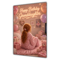 Happy Birthday Granddaughter Ginger Hair Pink TV Bedroom Card A5