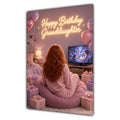 Happy Birthday Granddaughter Ginger Hair Pink TV Bedroom Card A5