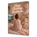 Happy Birthday Granddaughter Ginger Hair Pink TV Bedroom Card A5