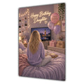 Happy Birthday Daughter Blonde Hair Pink TV Bedroom Card A5