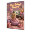 Happy Birthday Daughter Blonde Hair Pink TV Bedroom Card A5